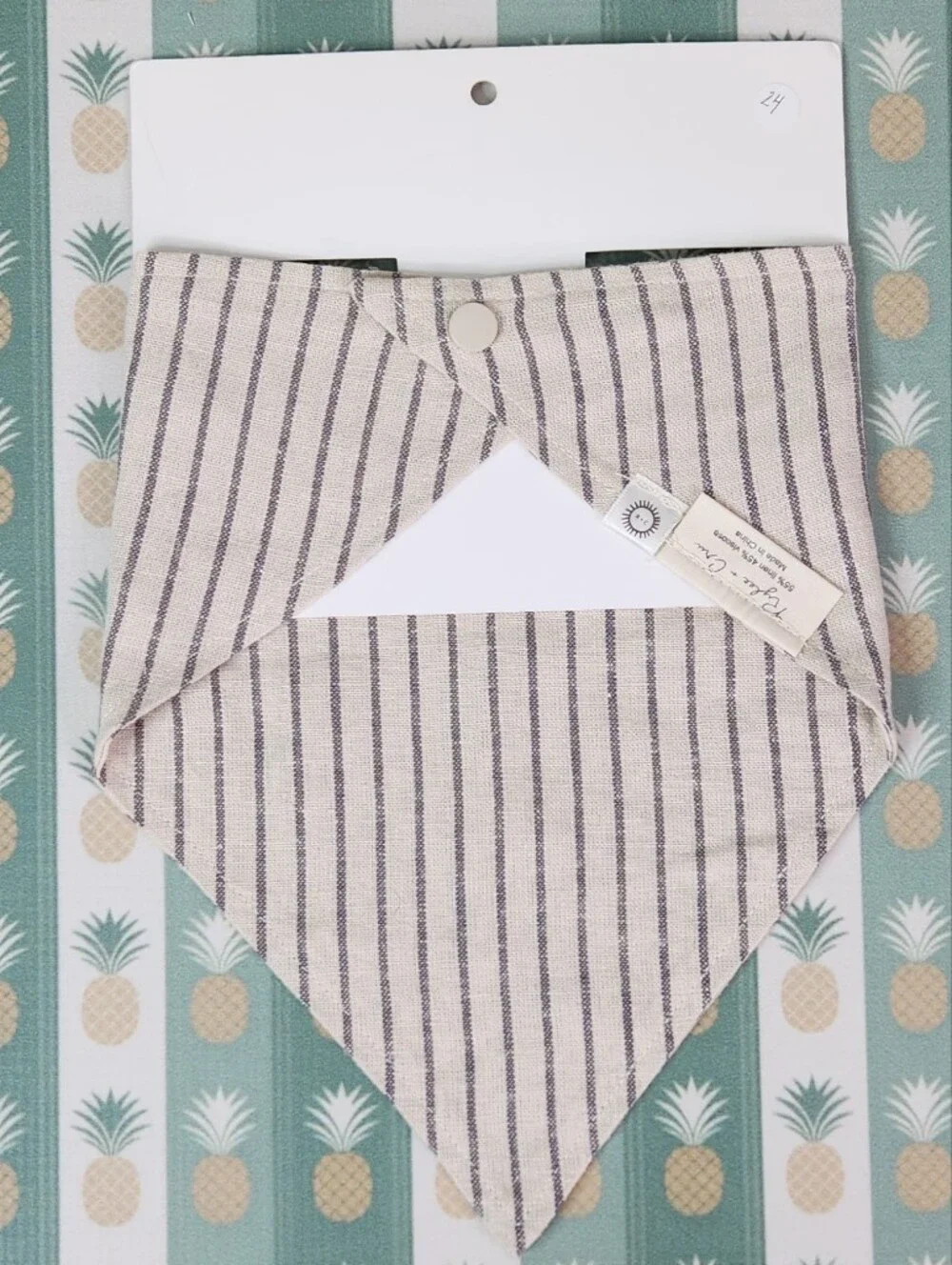Rylee + Cru Cream and Navy Striped Bandana Bib